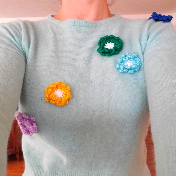 Cropped Vintage Embellished Angora sweater small - Picture 1 of 8